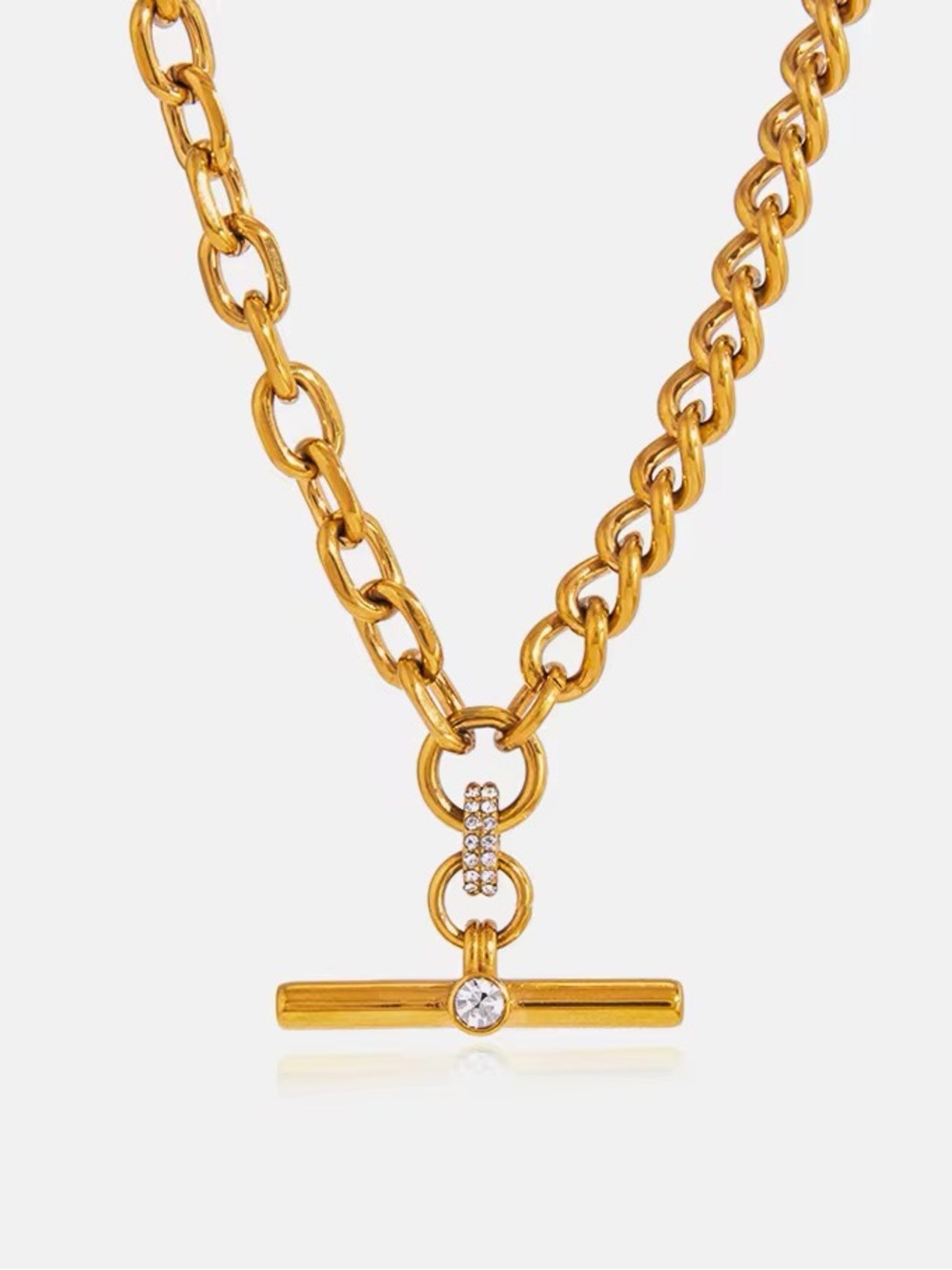 18K Gold Plated Chunky T-Bar Necklace